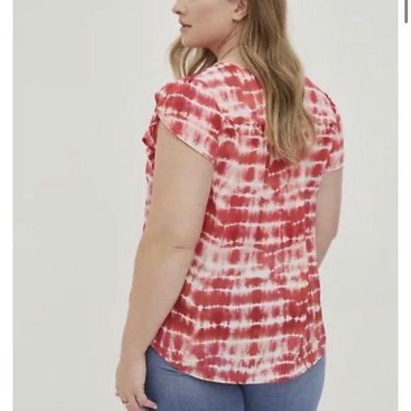 Torrid Rusty Red Tulip Sleeve Georgette Tie Dye Top 1X - Picture 4 of 12